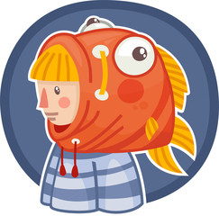girl in costume fish sticker