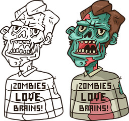 portrait of an angry zombie in a sweater Coloring