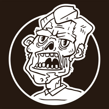 portrait of an angry zombie circle sticker