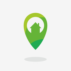 geolocation logo green house