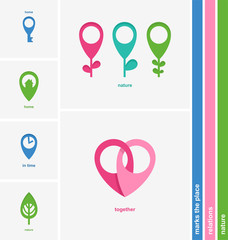 mark the place set of logos