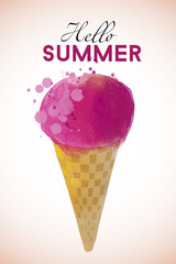 Ice Cream. Watercolor vector background
