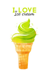 Ice Cream. Watercolor vector background
