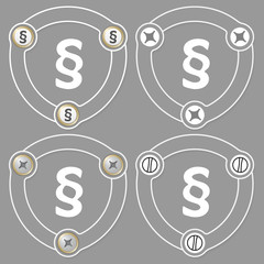 Set of four flat icons and paragraph