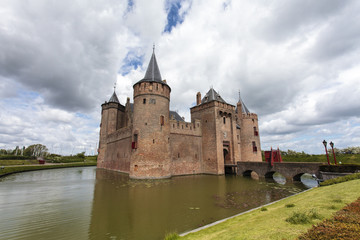 Fototapeta na wymiar Exterior of the Medieval Muiderslot castle in Muiden, Holland, The Netherlands - Europe