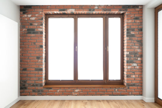 brick wall with big window