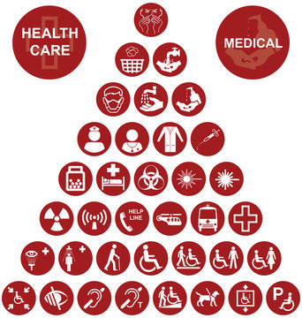 Medical and health care red Icons