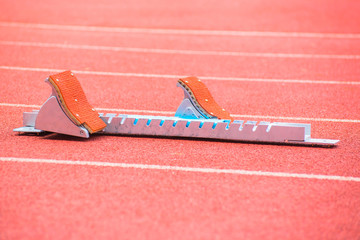 the starting blocks on running tracks 