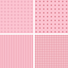 Vector set of 4 background patterns in pale pink.