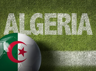 Soccer field with the text: Algeria