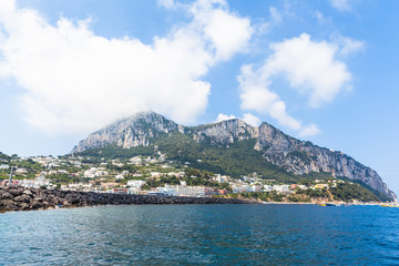 View of  Capri island on the boat