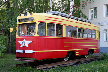 Fototapeta na wymiar Red Retro tram