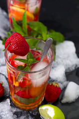 Refreshing summer drink with Strawberry