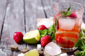 Refreshing summer drink with Strawberry