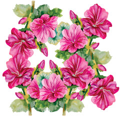 Obraz premium Seamless patterns with Beautiful flowers, watercolor illustration