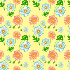 Seamless pattern with daisies