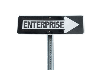 Enterprise direction sign isolated on white