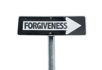 Forgiveness direction sign isolated on white