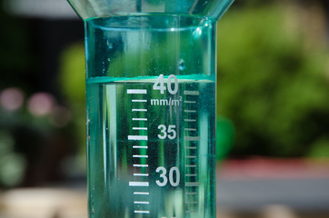 Filled rain gauge