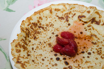 Pancake with strawberries