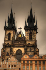 Fototapeta premium Prague, Old Town Hall (15th Century), Town Square and Church of