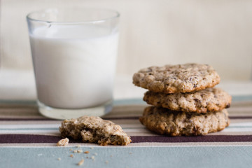 cookies with milk. selective focus