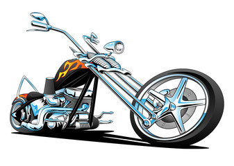 Naklejka premium Custom American Chopper Motorcycle Isolated Vector Illustration