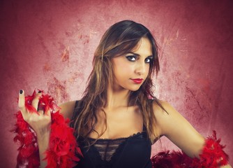 Red boa girl