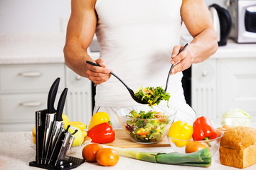 man cutting vegetables