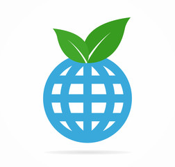 Vector leaf and globe logo or icon