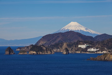Mountain Fuji and sea from Izu city Shizuoka