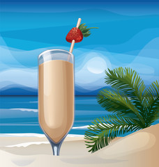 Tropic exotic cocktail on ocean beach