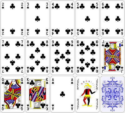 Poker cards club set four color classic design 600 dpi