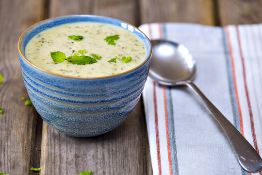 Bowl Of Broccoli And Cheddar Cheese Soup