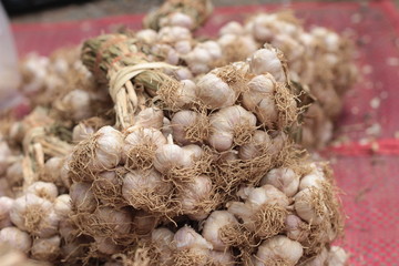 Garlic in the market for cooking