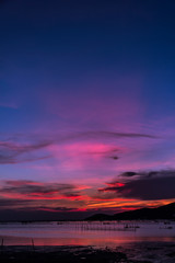 Sunset Lake Songkhla And lower natural waters
