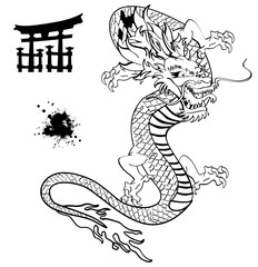 japanese dragon tattoo tshirt in vector format