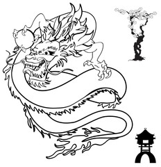 japanese dragon tattoo tshirt in vector format