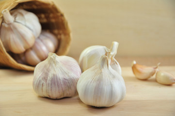 Garlic on Bambboo Basket