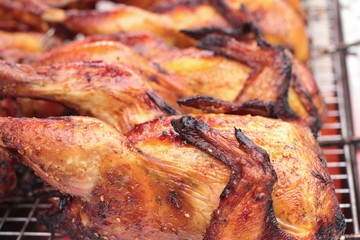 Grilled chicken in the market
