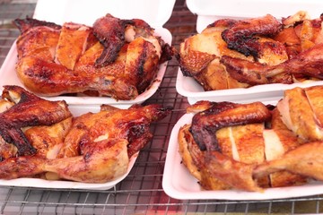 Grilled chicken in the market