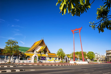 Giant swing and Wat Suthat temple in Bangkok, Thailand