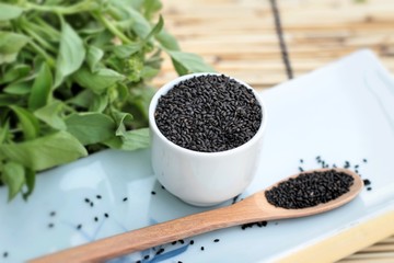 Basil seeds for fiber beverage and raw seed