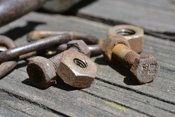 Rusty bolts and nuts