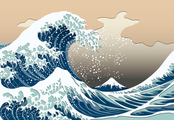 Obraz premium Katsushika Hokusai Trzydzieści sześć widoków Futaki Obraz wybrzeża Kanagawy