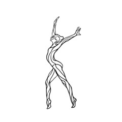 Creative silhouette of gymnastic girl. Art gymnastics dancing woman, vector illustration