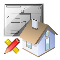 House with drawing plan