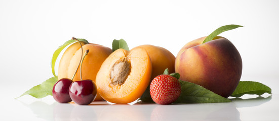 summer fruits isolated on white background