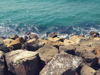Sea and rocks, travel background photo
