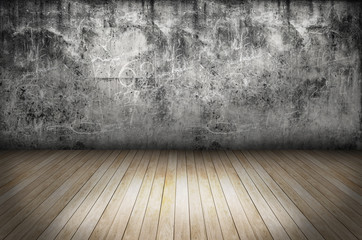 Texture of Old grunge wall and wooden floor